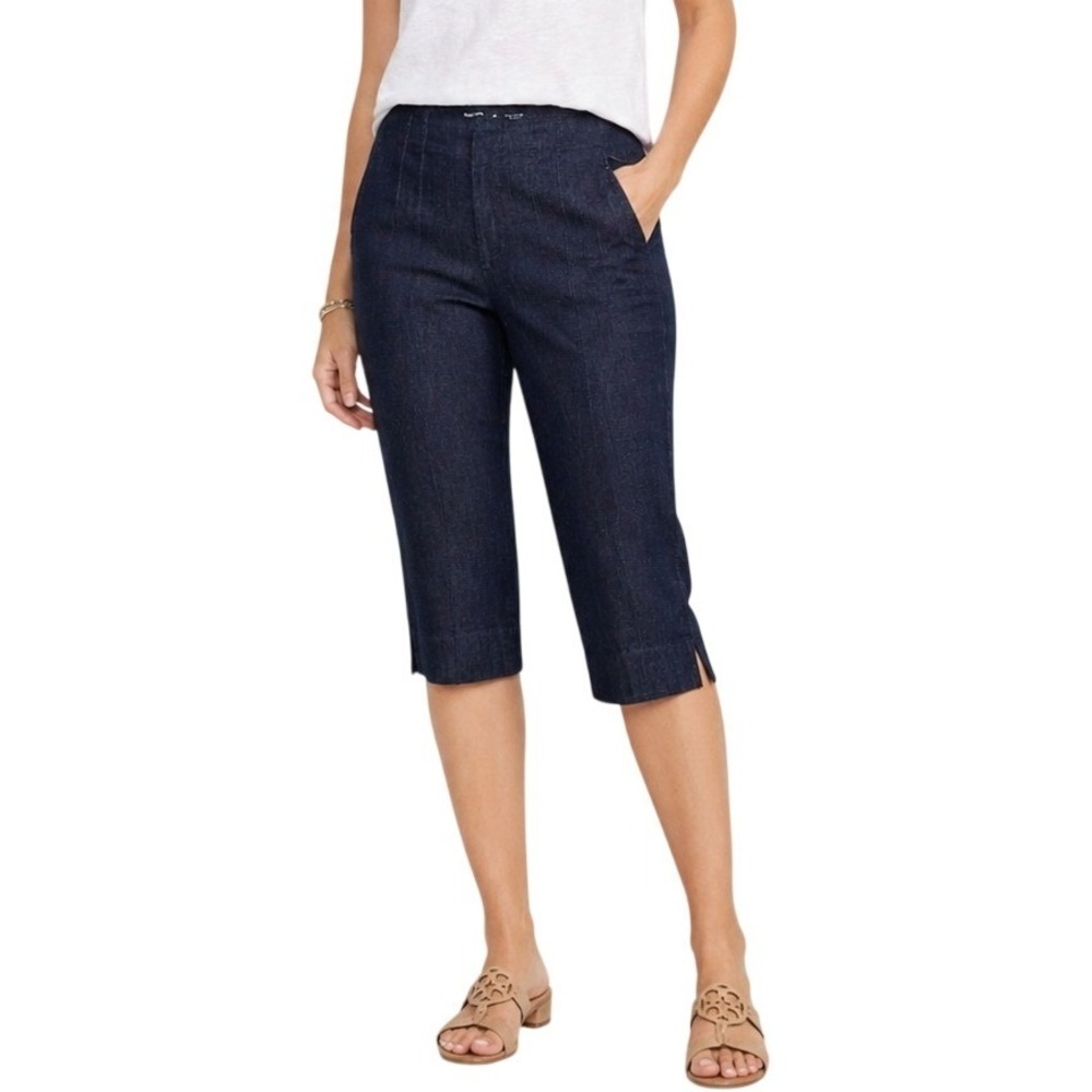 *NWT* Old Navy Capri Pants Women 8P Dark Blue Extra High-Rise Side Zip